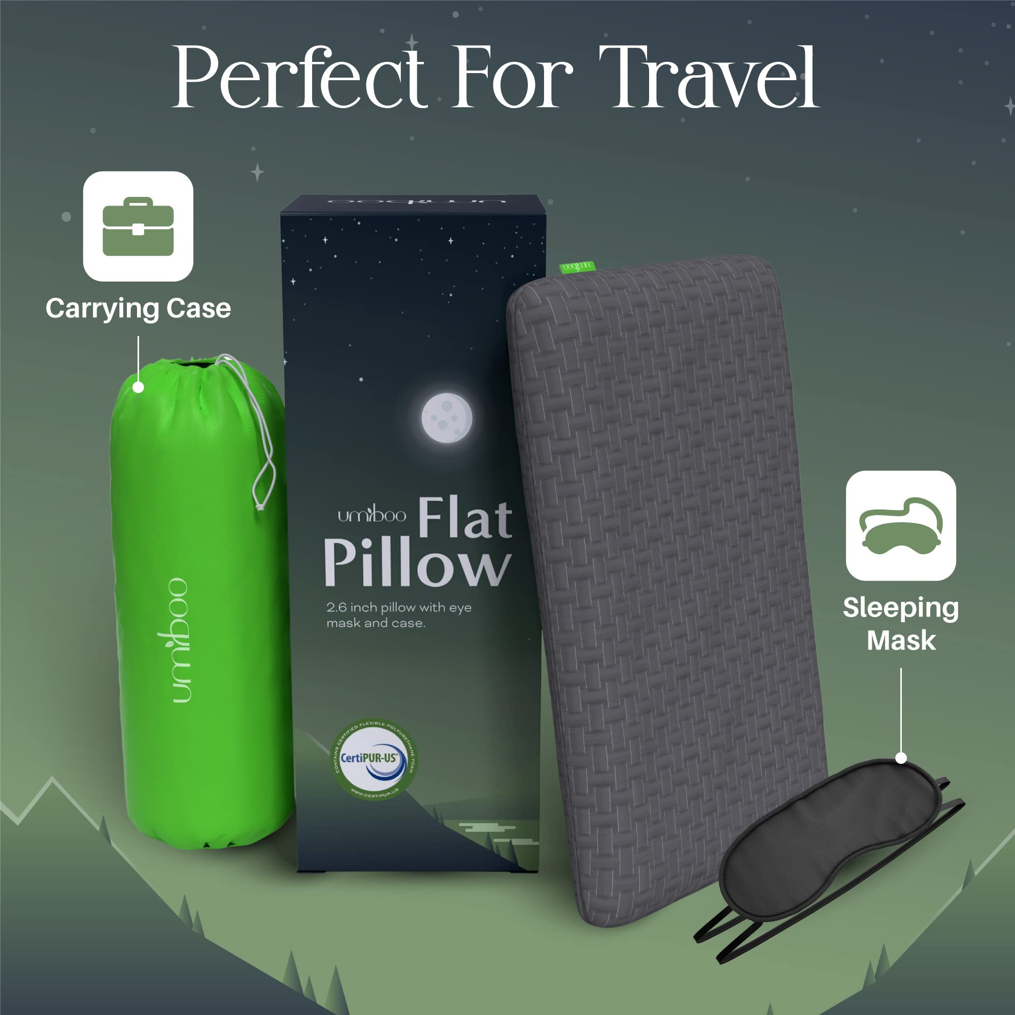 Umiboo Thin 2.5-Inch Memory Foam Pillow - Gallery 12