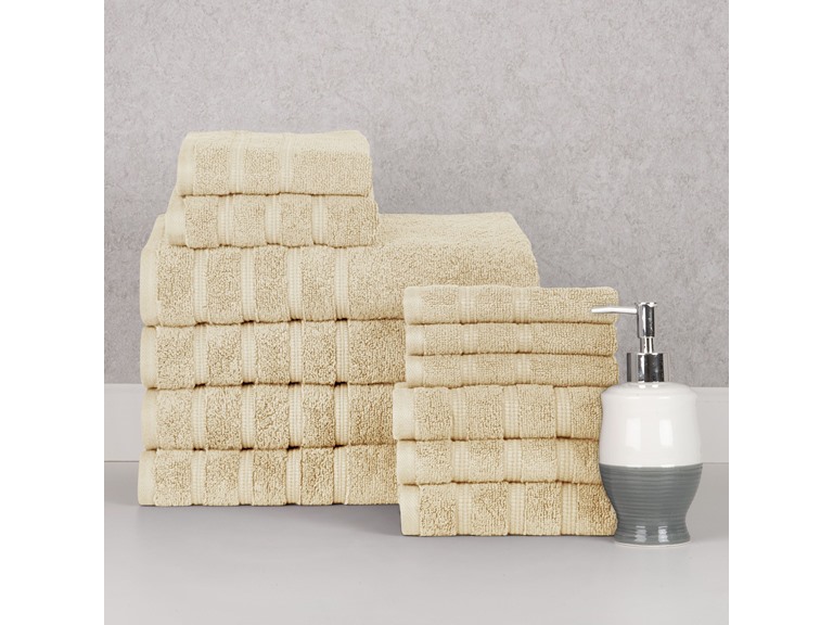 Bibb Home 42412PK Bibb Home 12 Piece Zero Twist Towel Set Ivory