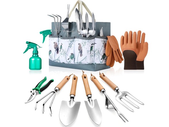 9-Piece Stainless Garden Tool Set w/ Bag