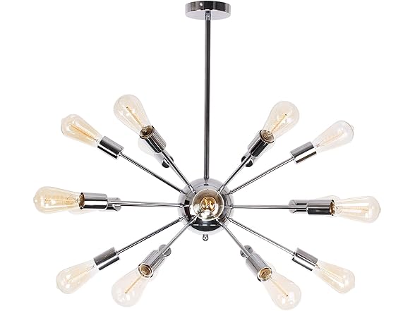 thumbnail image 2 of LynPon 18-Light Black Sputnik Chandelier – Modern Pendant Ceiling Light, Adjustable Height, E26 Bulbs, 30-inch Diameter (Made In USA) 2 of 5