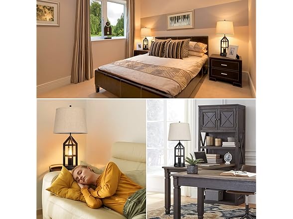 BesLowe Dimmable Table Lamps w/USB Ports