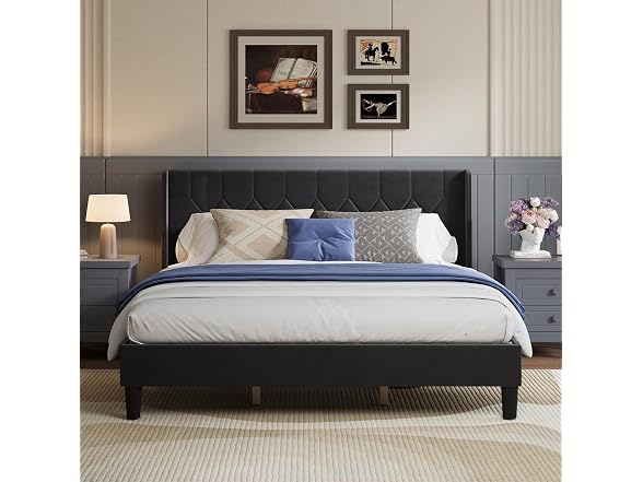 Avenco King Size Bed Frame with Winged Headboard