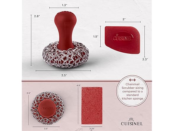 cuisinel C-610-KSCR-S-RD Cuisinel Cast Iron Chainmail S