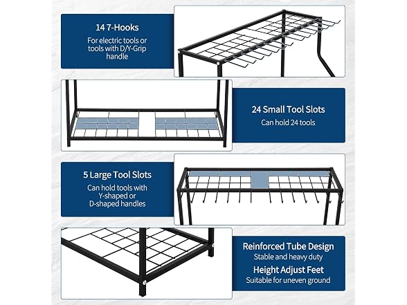 Garden Tool Organizer 2 Tier Yard Storage Rack 