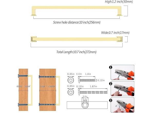 ROMATEE Brushed Brass Cabinet Pulls