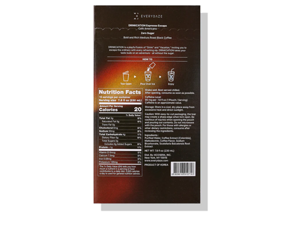(20ct) EVERYDAZE Drinkcation Zero Sugar Espresso Escape