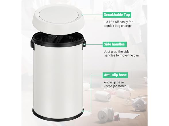 PrecisionAuto 17 Gallon/65L Stainless Steel Swing Top Trash Can