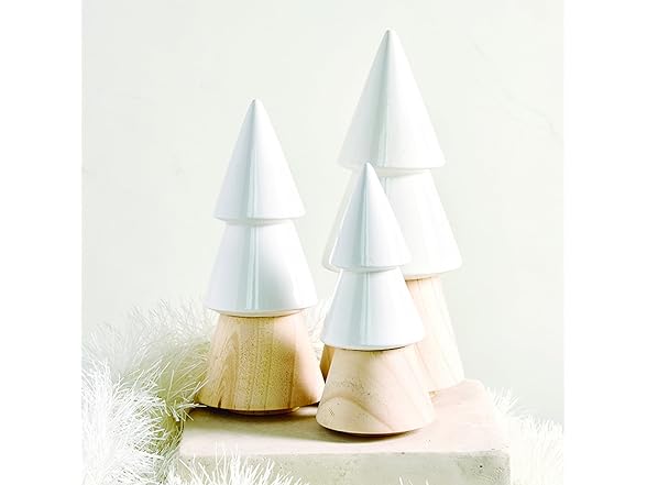 Ceramic Dipped Wood Tree Sculptures, Set of 3