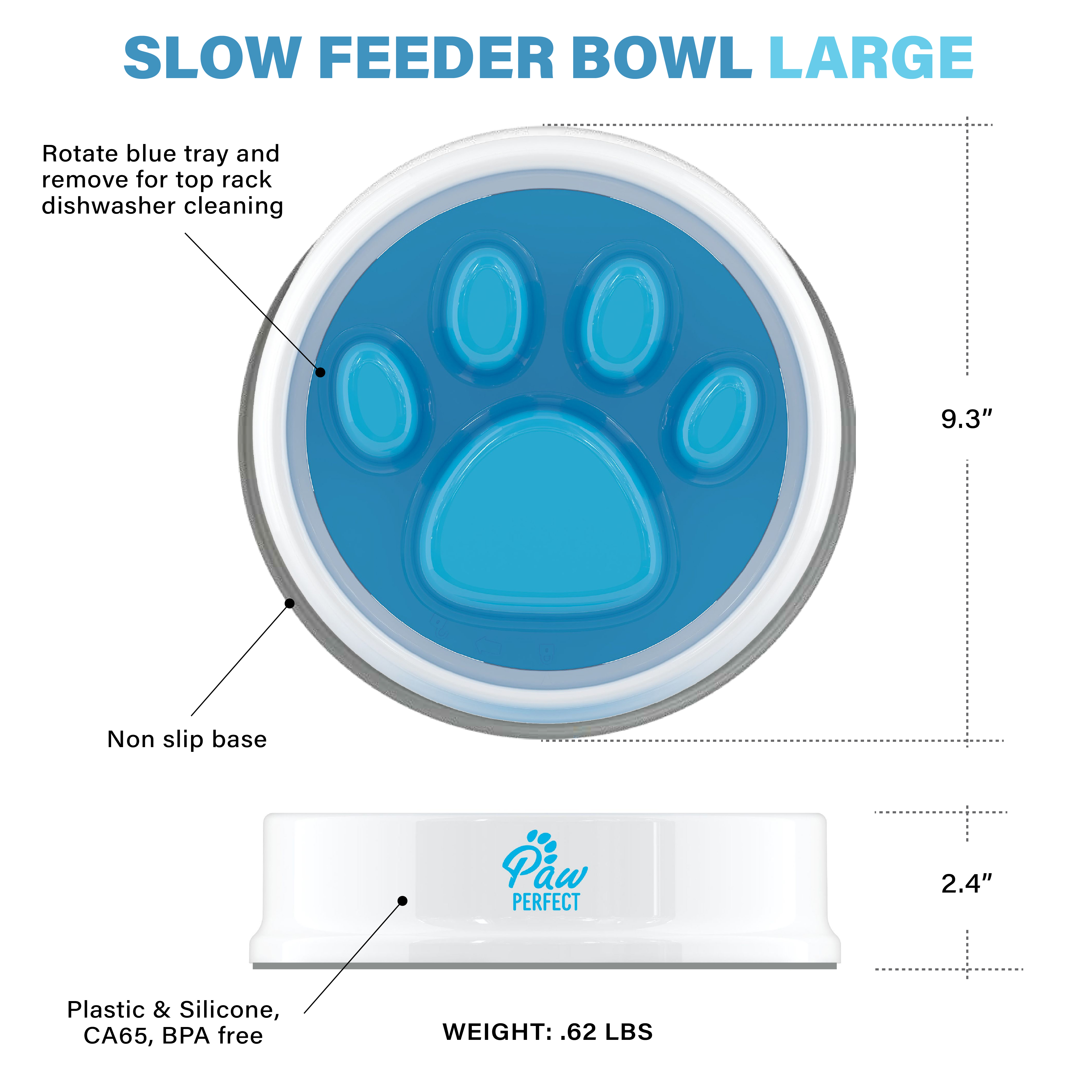 1, 2 or 3-Pk Slow Feeder 32 oz Pet Bowl - Gallery 16