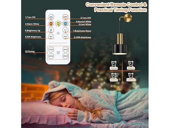 VerRon Set of 2 Battery Operated Wall Sconces, Black