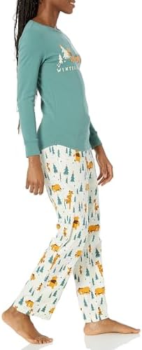 Amazon Essentials Disney | Marvel | Star Wars Women's Flannel Pajama Sleep Sets, Pooh Holiday Forest - Womens, Large