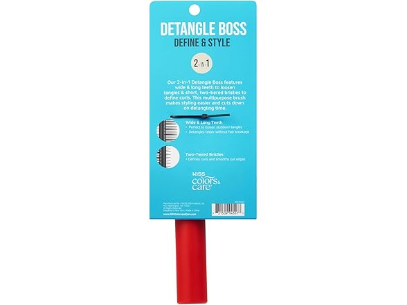 KISS Colors & Care Detangle Boss Glide & Define 2-in-1 Two-Tiered Brush