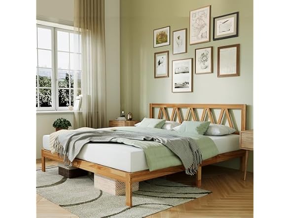 Novilla 12 Inch Solid Wooden King Size Bed Frame