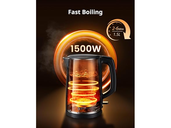 COMFEE' Stainless Steel Electric Kettle 1.5L, Black