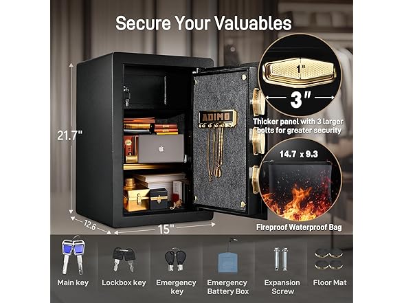 ADIMO Safe w/ Interior Drawer, 2.8 Cuft Heavy-Duty