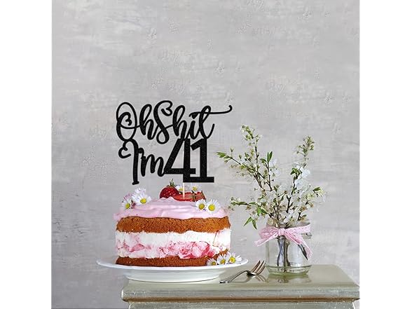 Black flash Oh Sh*t I'm 41 Cake Topper