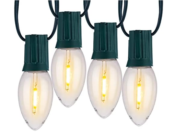 Minetom Vintage C9 LED Christmas Lights Outdoor Warm White, 50ft