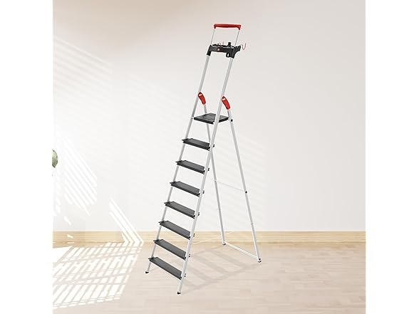 Hailo Folding L100 Step Ladder, Non-Slip, 8 Step