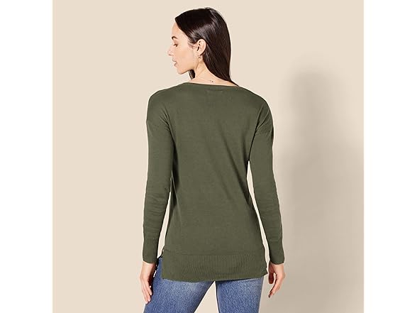 AE Womens Lt VNeck Tunic Sweater LS Ribbed