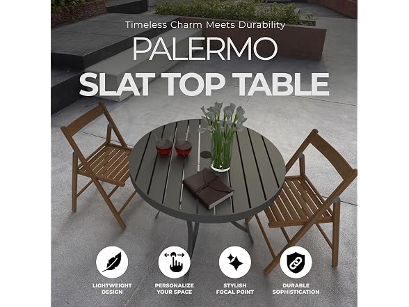 Four Seasons Courtyard Palermo Aluminum Slat Top Dining Table