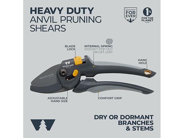 Woodland Tools Co. Heavy Duty Anvil Pruning Shears – 5/8"