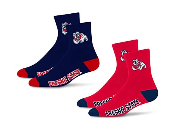 Fresno St Quarter Sock 2pk Lg