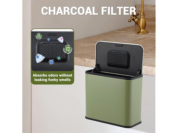 OUTLANE 1.3 Gal Hanging Trash Can Green