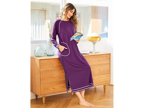 Ekouaer Women (XL) Nightshirt Long Sleeve Dress