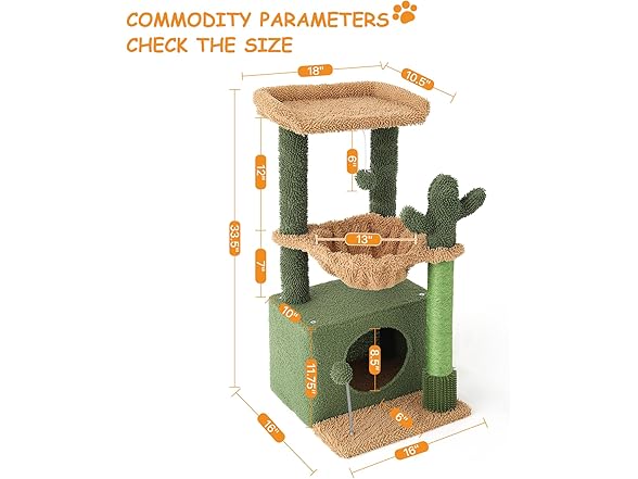 Athena Collection Small Cat Tree Tower with Scratching Post