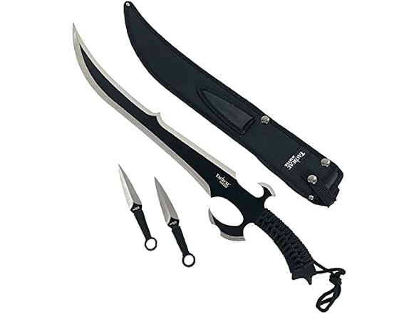 Tactical Master 27" Scimitar Style Black Tactical Fixed Blade Machete