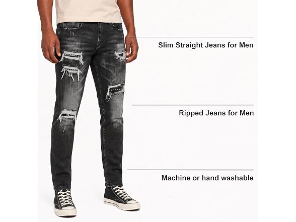 Blukraf Mens Slim Fit Stacked Jeans