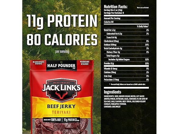 Jack Link's Beef Jerky, Teriyaki, Half Pounder