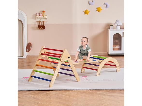 Pikler Triangle Set, 5 in 1 Toddler Climbing