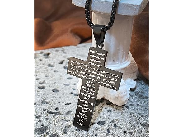 Stainless Steel US Flag Cross Necklace