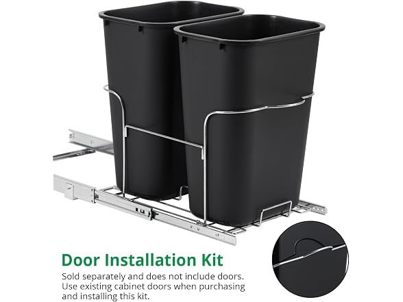 2 x 35 Quart Double Bin Pull-Out Trash Can for Under Kitchen Cabinet,Black 