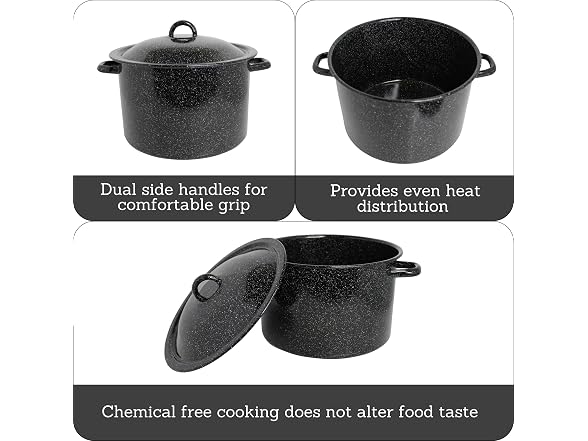MIRRO 12.0qt Enamel Stock Pot, Black