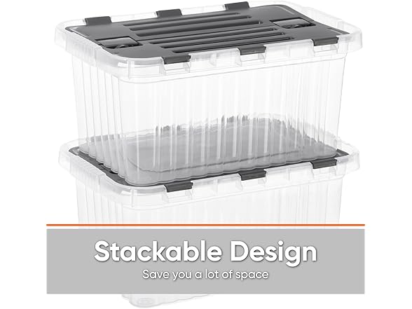 Superio 12-Pack Clear Storage Bins with Lids 17 Quart (15"x10"x10.25") 