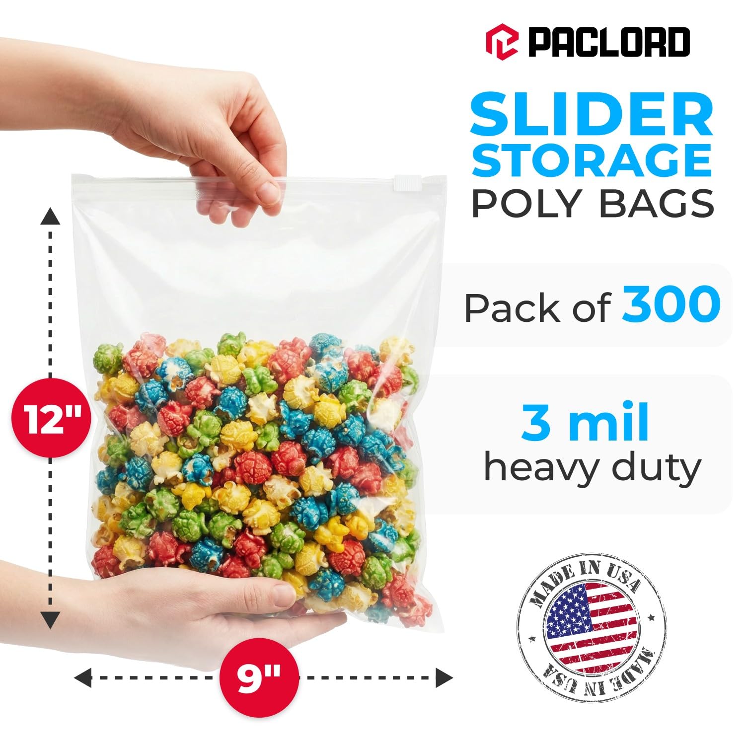 Paclord 1 Gallon 9" x 12" Slider Zip Poly Bags, Pack of 300 - Gallery 9