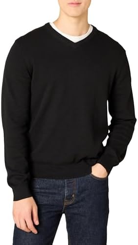 Amazon Essentials Men's V-Neck Pullover Sweater (Available in Big & Tall), Black, X-Small