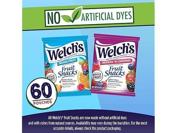 60PK Welch's Fruit Snacks, Mixed Fruit & Berries