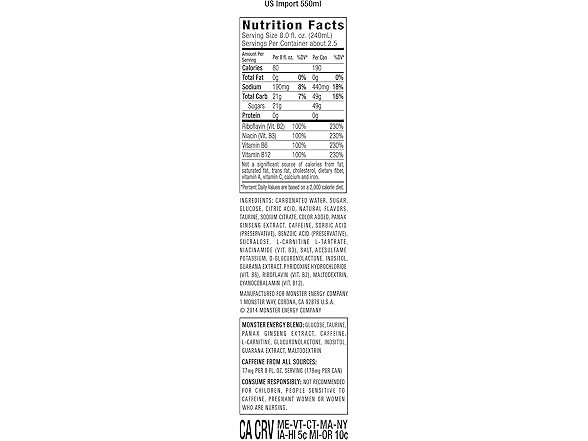 12PK Monster, Energy Drink, 18.6 Ounce