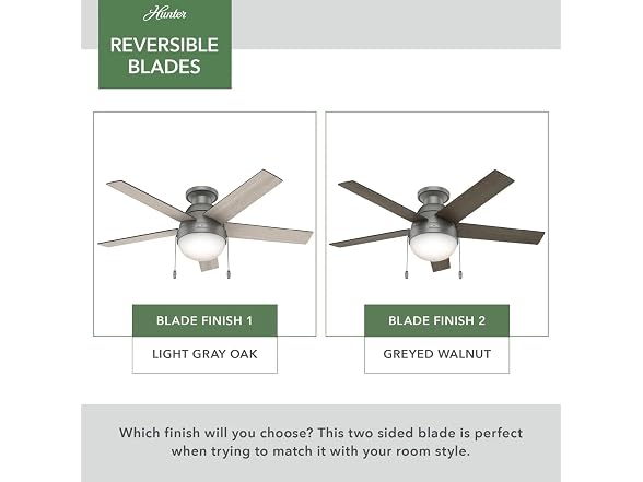 Hunter Fan 46" Matte Silver, Contemporary