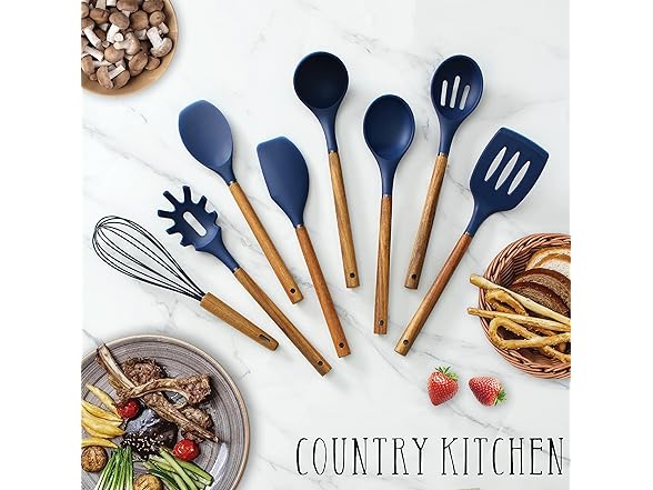 Country Kitchen Non Stick Silicone Utensil Set 