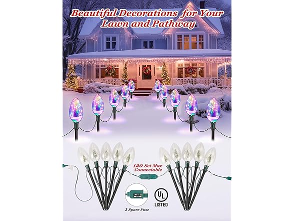 Jumbo C70 Christmas Pathway Lights, 16FT