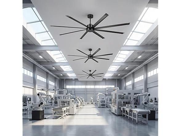 Parrot Uncle F8014 100" Large Industrial Ceiling Fan Black