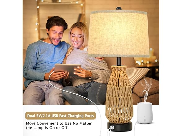 VerRon Rattan Table Lamps 2 Pack
