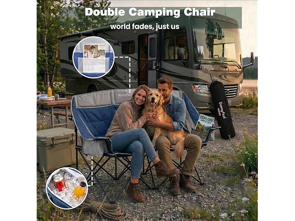 SUNNYFEEL Blue Loveseat Chair w/Cooler