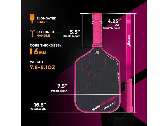 Pink Carbon Fiber Pickleball Paddle