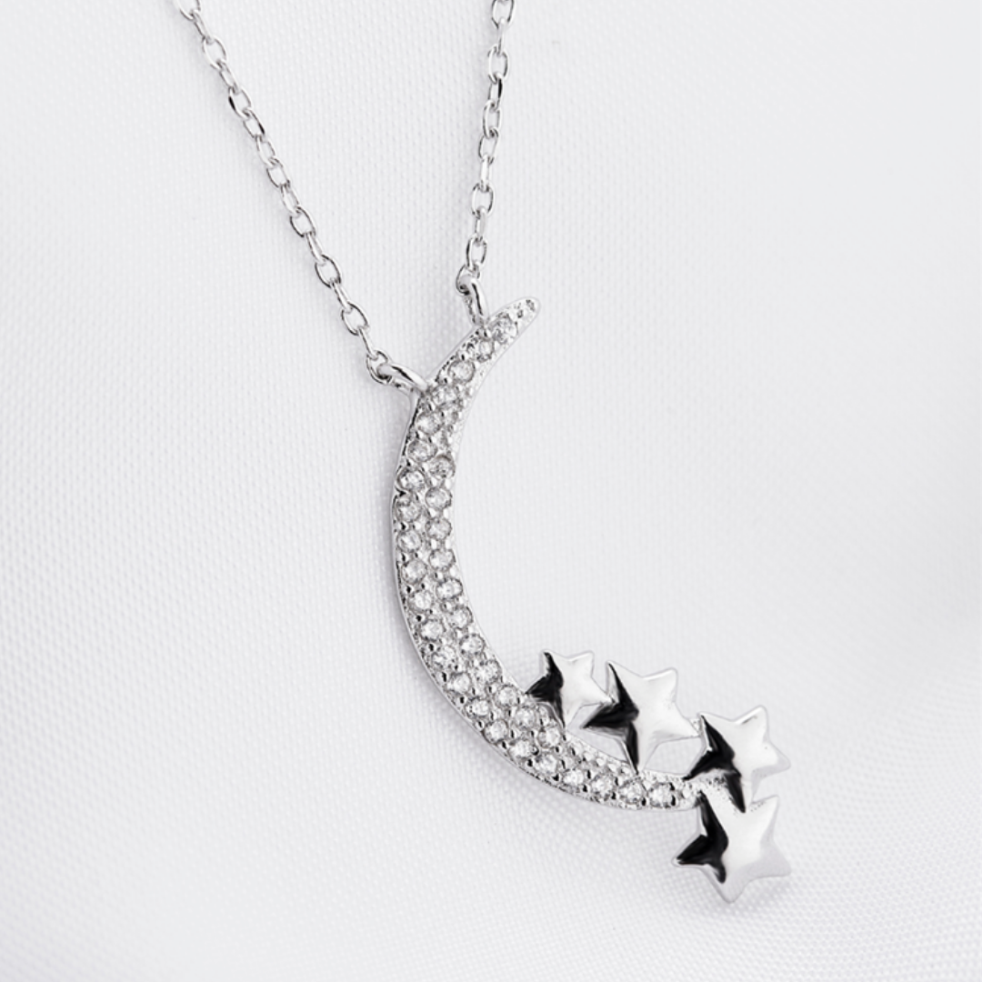 925 Silver Crescent Moon Necklace - Gallery 11