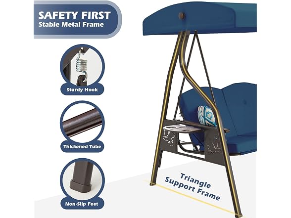 ZZW 3-Seat Outdoor Porch Swing with Stand